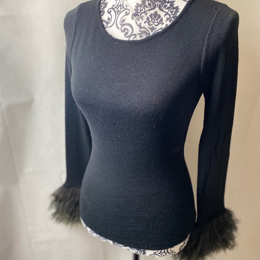MONICA BIANCO stunning knit top with mohair cuffs.